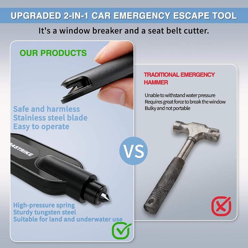 Terrastrike Car Escape Tool, Window Breaker & Seat Belt Cutter, 2-Pack