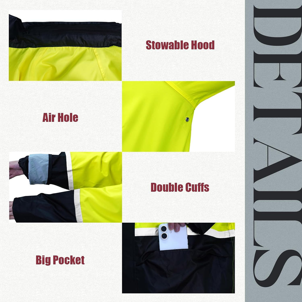 RainRider Waterproof Breathable Suits for Men - Durable Oxford Rain Jacket Coat With Pants