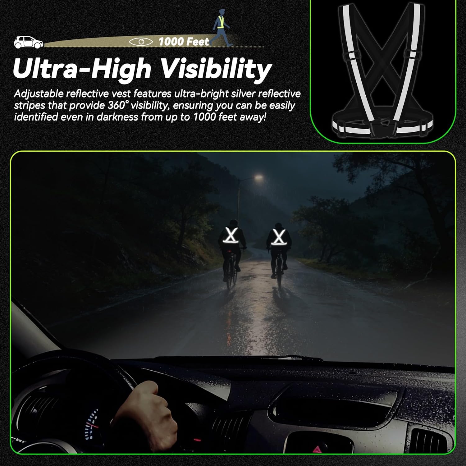 3PCS Reflective Vest Running Gear