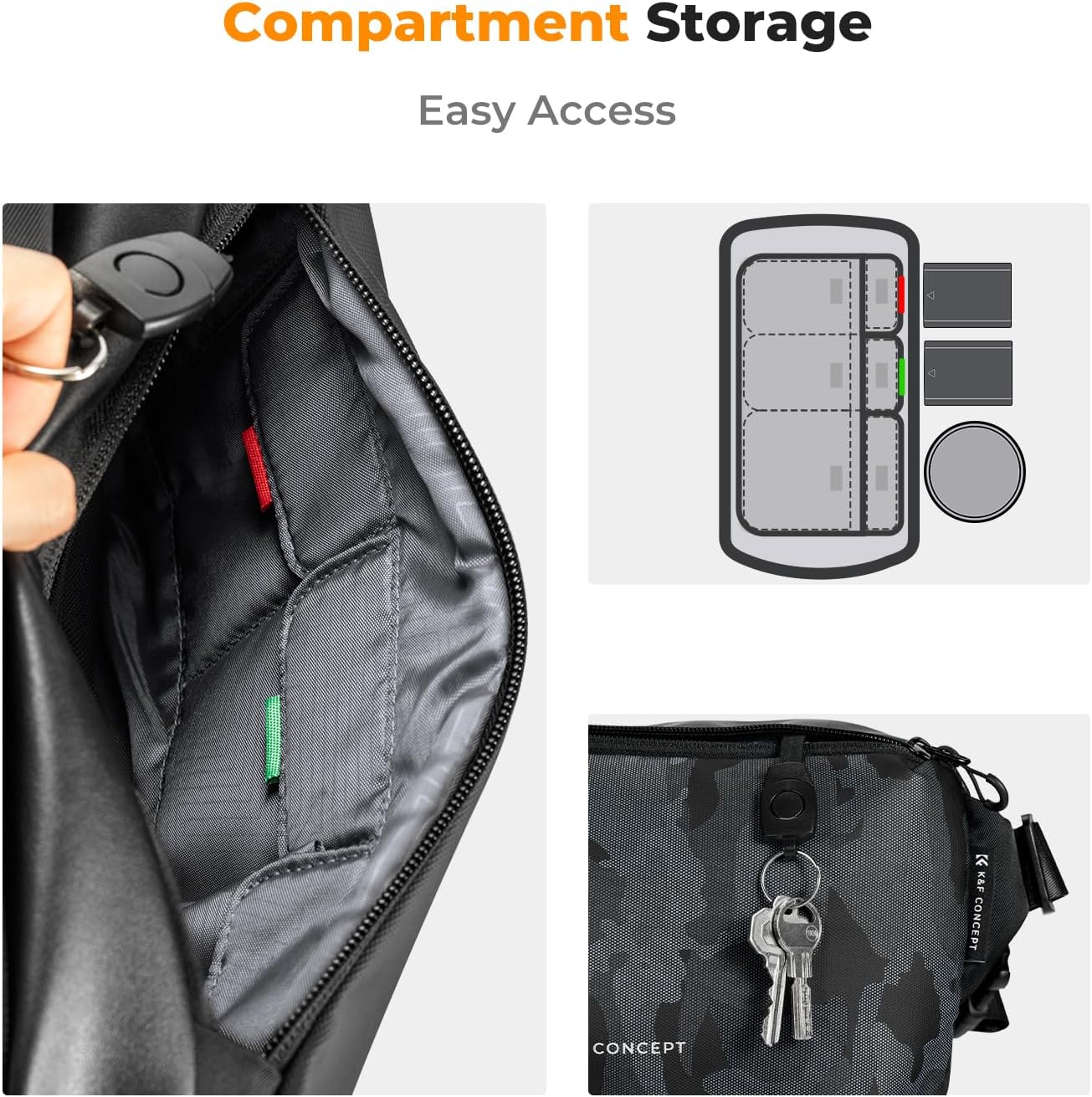 K&F CONCEPT 2 in 1 Camera Sling Bag, Everyday Shoulder Bag