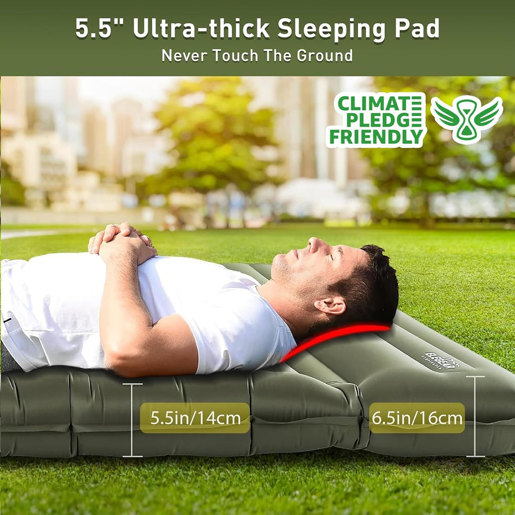 Elegear 5.5” Thick Double Sleeping Pad for Camping, Inflatable, Full