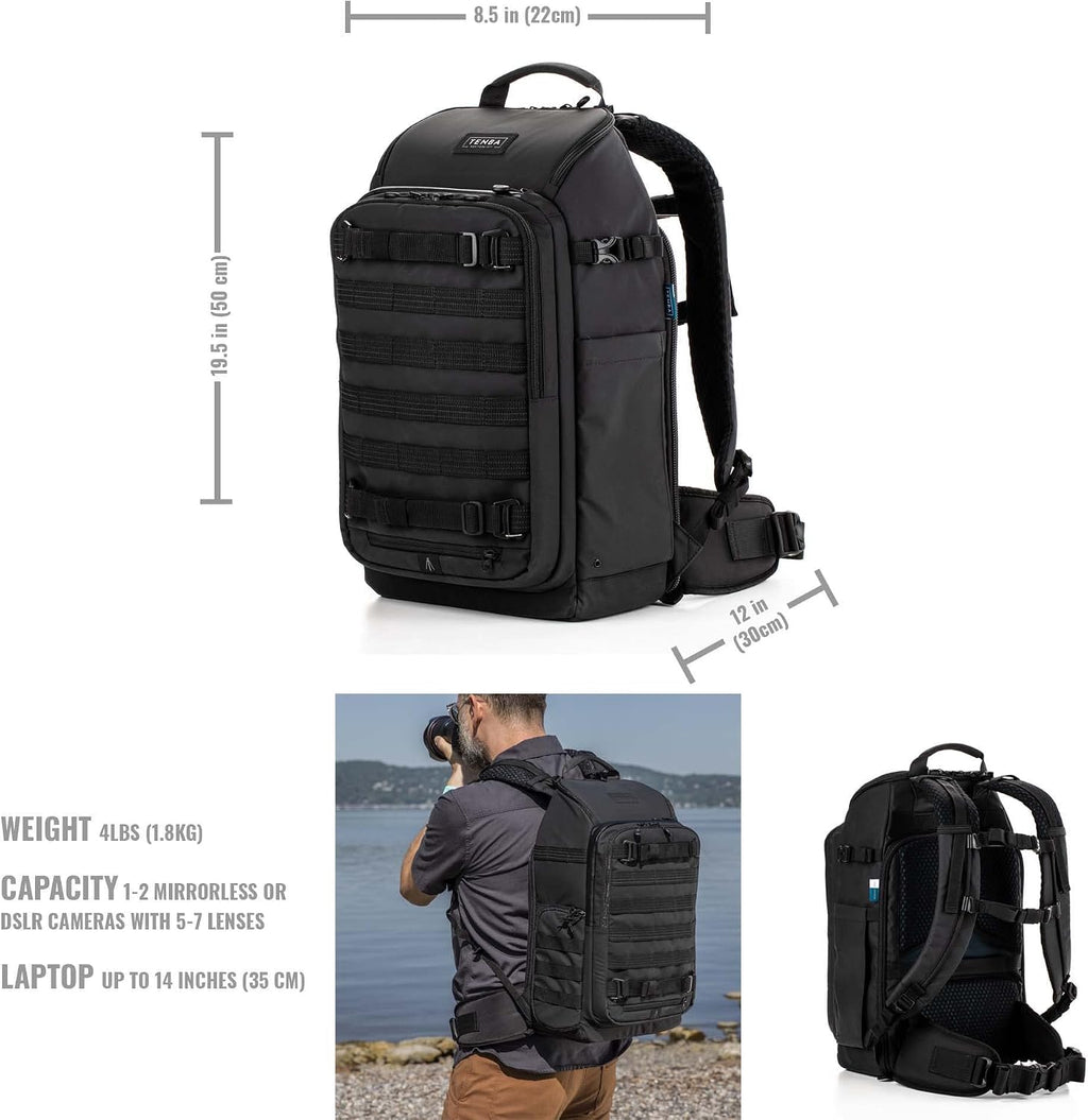 Tenba Axis v2 20L Camera Backpack for DSLR and Mirrorless cameras and lenses plus a 14-inch laptop – Black (637-754)