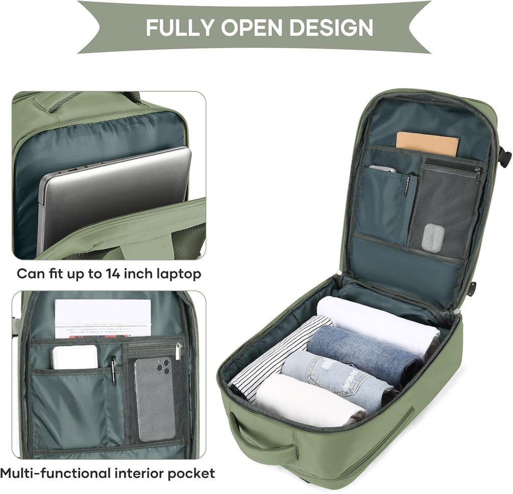 coowoz Travel Backpack For Women Men,Carry On Backpack,Hiking Backpack Waterproof Outdoor Sports Rucksack Casual Daypack travel essentials（Gray Green）