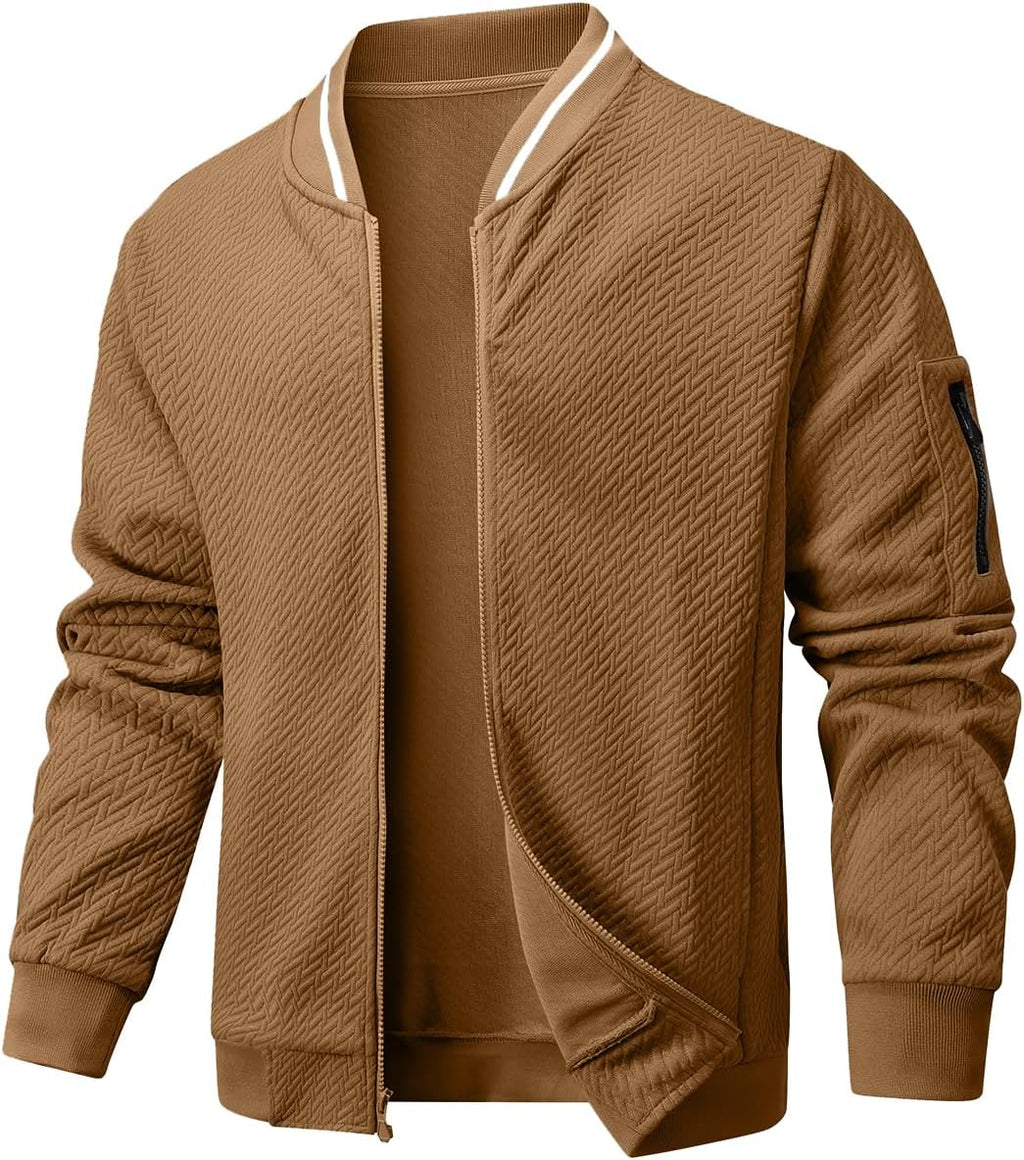Wizoat Mens Casual Jacket Loose Fit Lightweight Jacket Varsity Bomber Jacket with Zipper