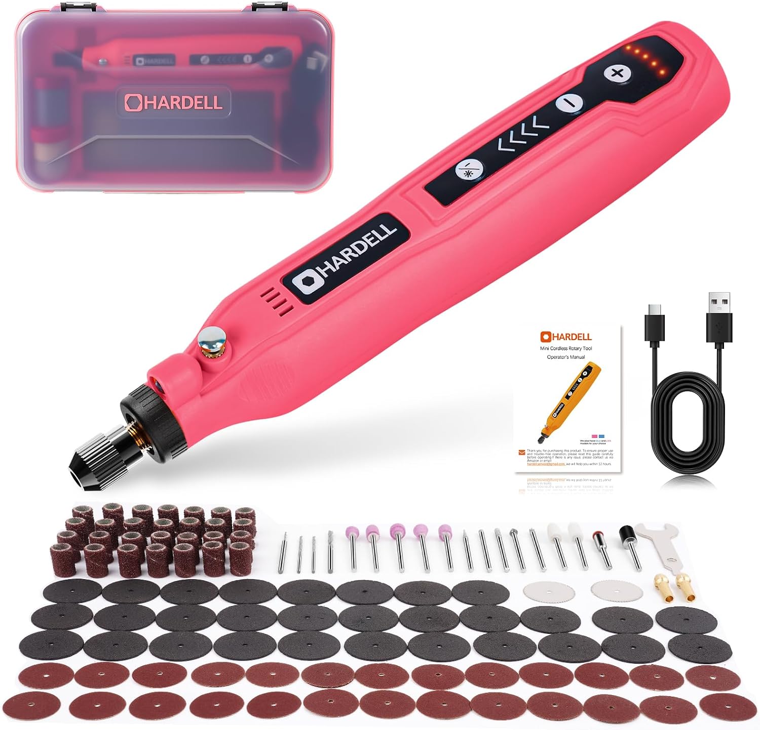 HARDELL Mini Cordless Rotary Tool, 4V 129pcs Rechargeable Rotary Tool Kit