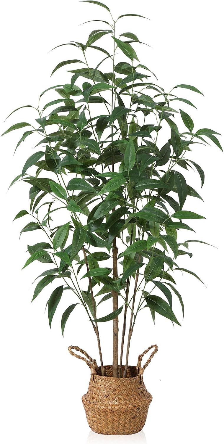 Ferrgoal 4Ft Artificial Eucalyptus Plant with Basket & Silk Leaves