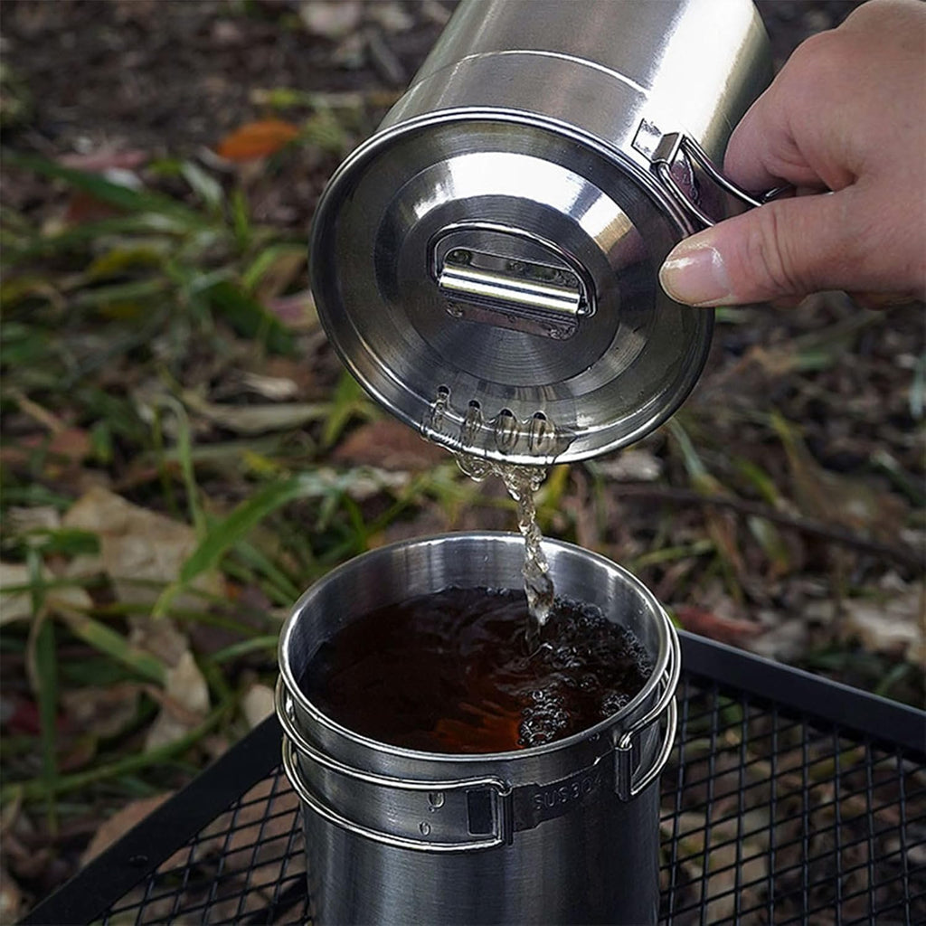 KOKKOYA Stainless Steel Camping Cups Mug Small Backpacking Bush Pot Set