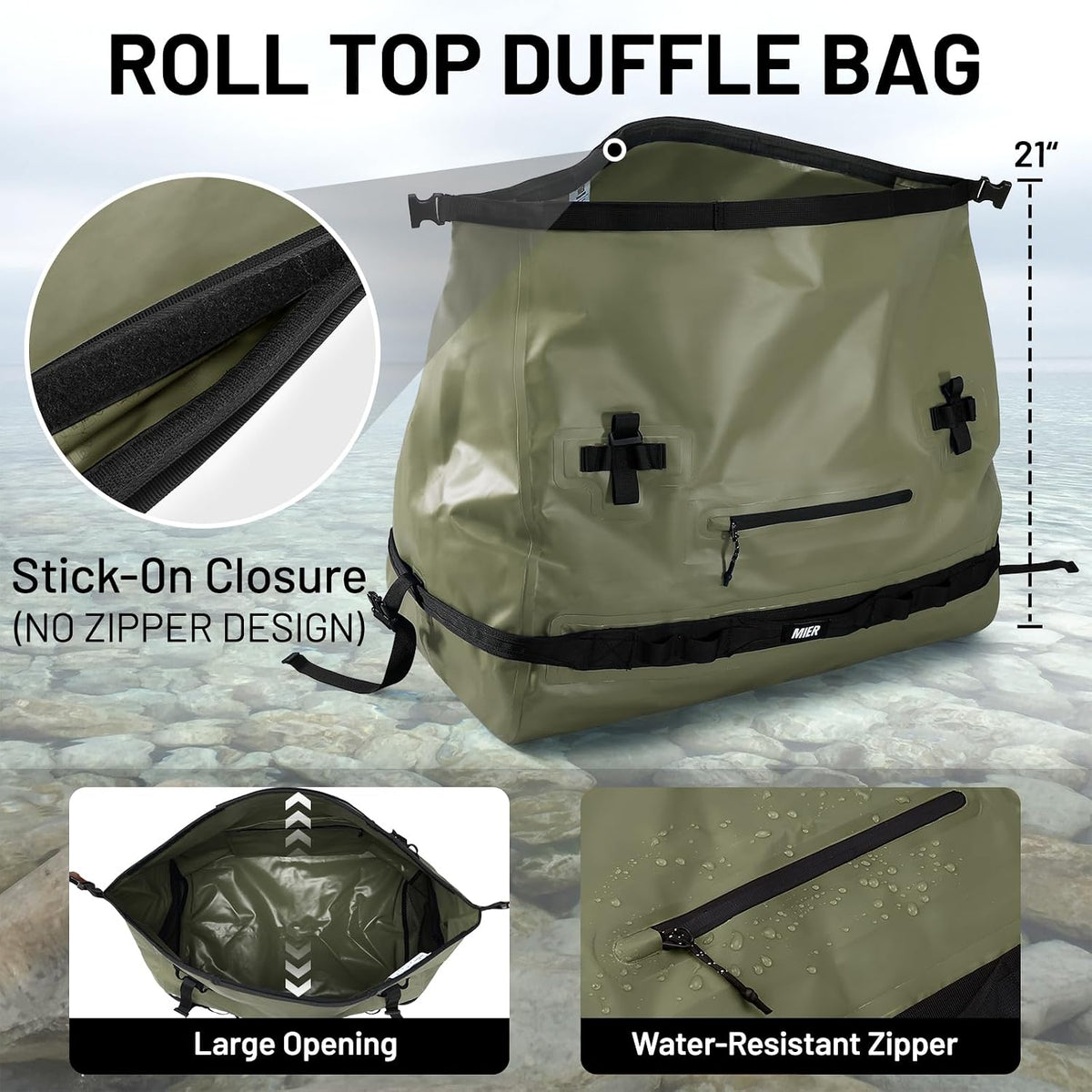 MIER Large Waterproof Duffel Bag - 60L/80L Dry Bag Backpack