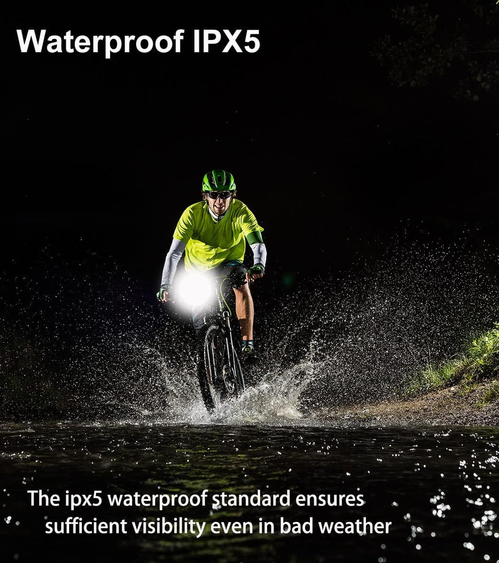 Bike Lights Front and Back, 5000 mAh USB Rechargeable Bicycle Lights, Super Bright 1200 Lumen Bike Headlight and Taillight Set for Night Riding, Cycling Accessories for Road and MTB