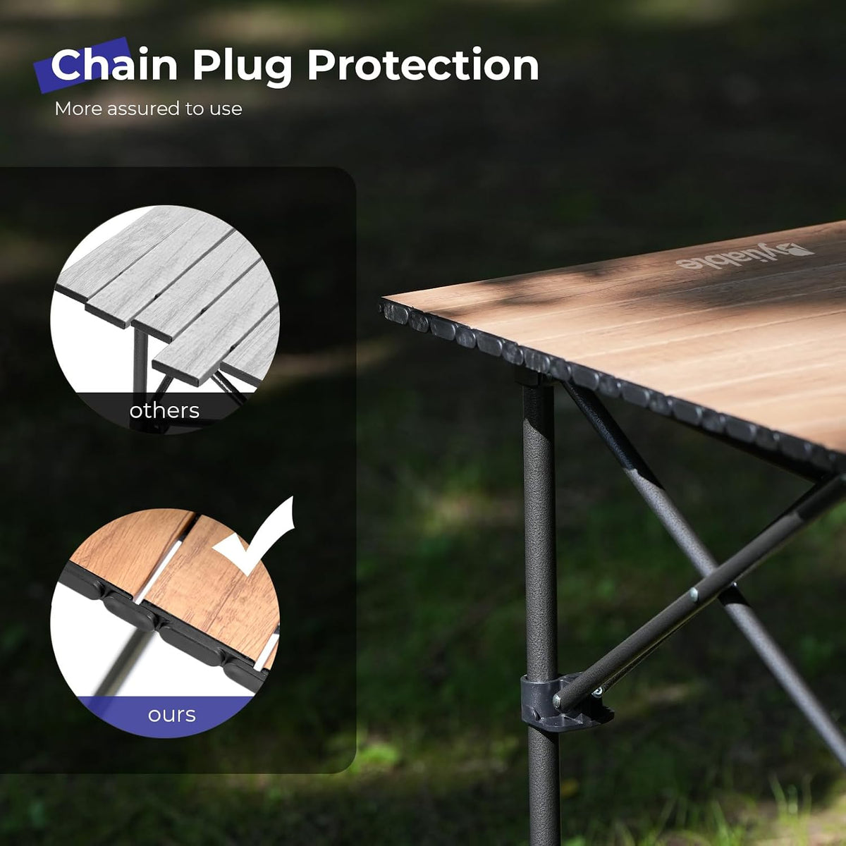 Byliable Camping Table Folding Portable Camp Aluminum Table, Wood Grain