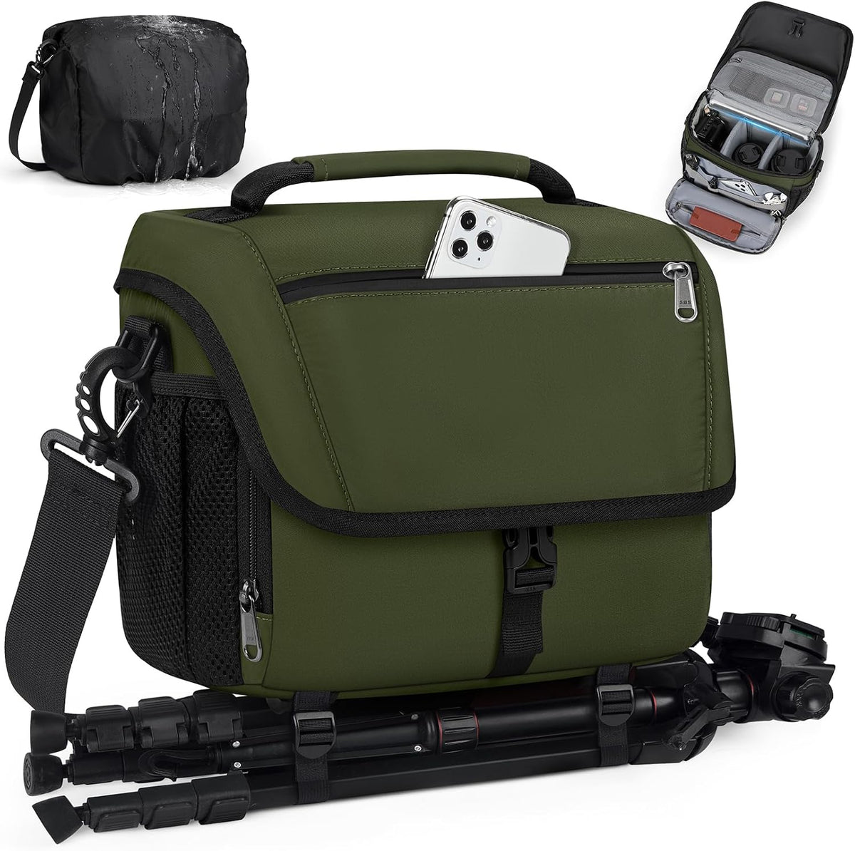 RAINSMORE Camera Bag, DSLR SLR Mirrorless Camera Case for Photographer