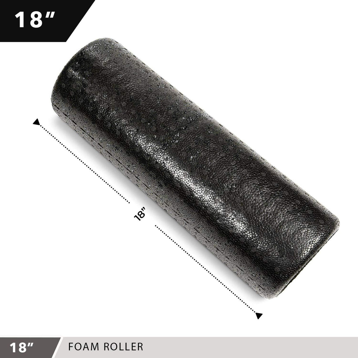 Day 1 Fitness High Density Muscle Foam Rollers - Sports Massage Rollers for Stretching, Physical Therapy, Deep Tissue, Myofascial Release - Ideal for Exercise and Pain Relief - Solid Black, 12"