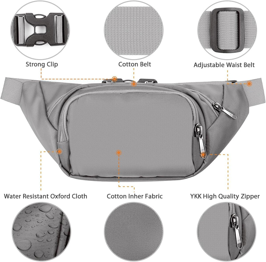 Large Fanny Pack for Women Men - Syican Waist bag with 3-Zipper Pockets
