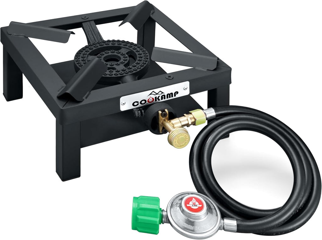 COOKAMP Propane Burner Angle Iron Camp Stove with CSA Listed Regulator and 4ft Hose (SA1200v2)