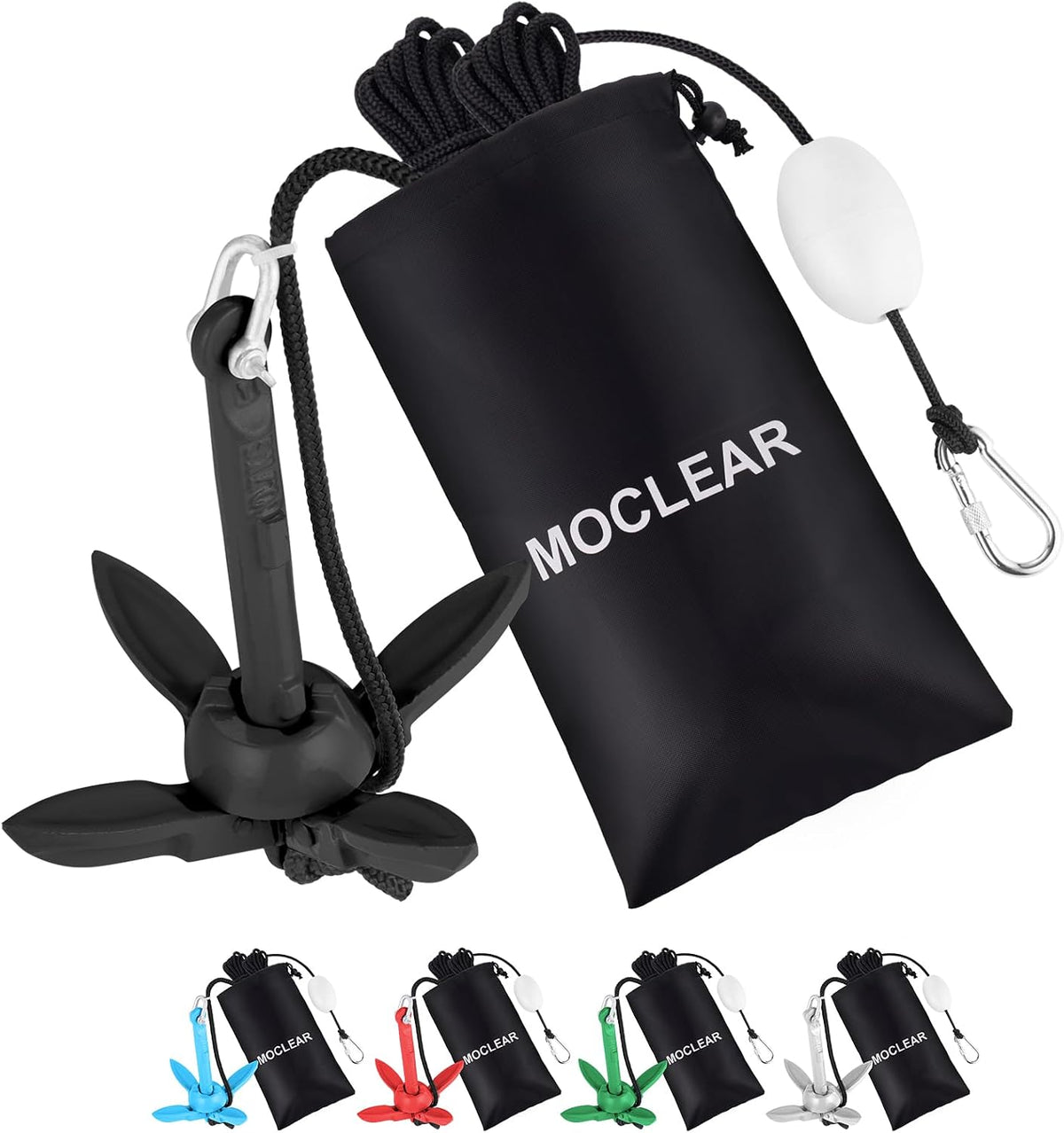 Kayak Anchor Kit, 1.5/3.5 lb Compact Folding Grapnel Anchor for Kayaks, Canoes, SUPs, Jet Skis, Small Boats - Lightweight Portable Marine Boat Anchor with Rust-Resistant Design