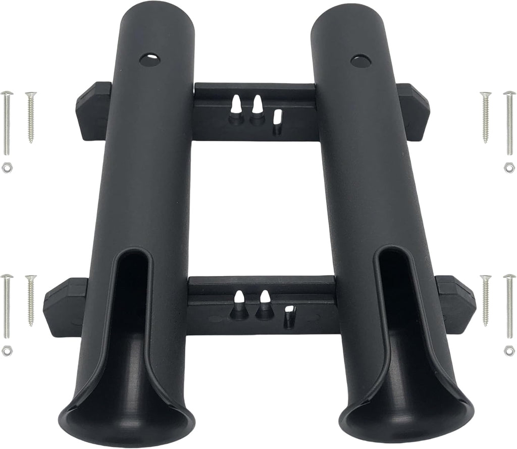 Wall Mounted Fishing Rod Holders Tubes Links Fishing Rod Holder Rack Rests (2-TUBE Black-HiUmi)