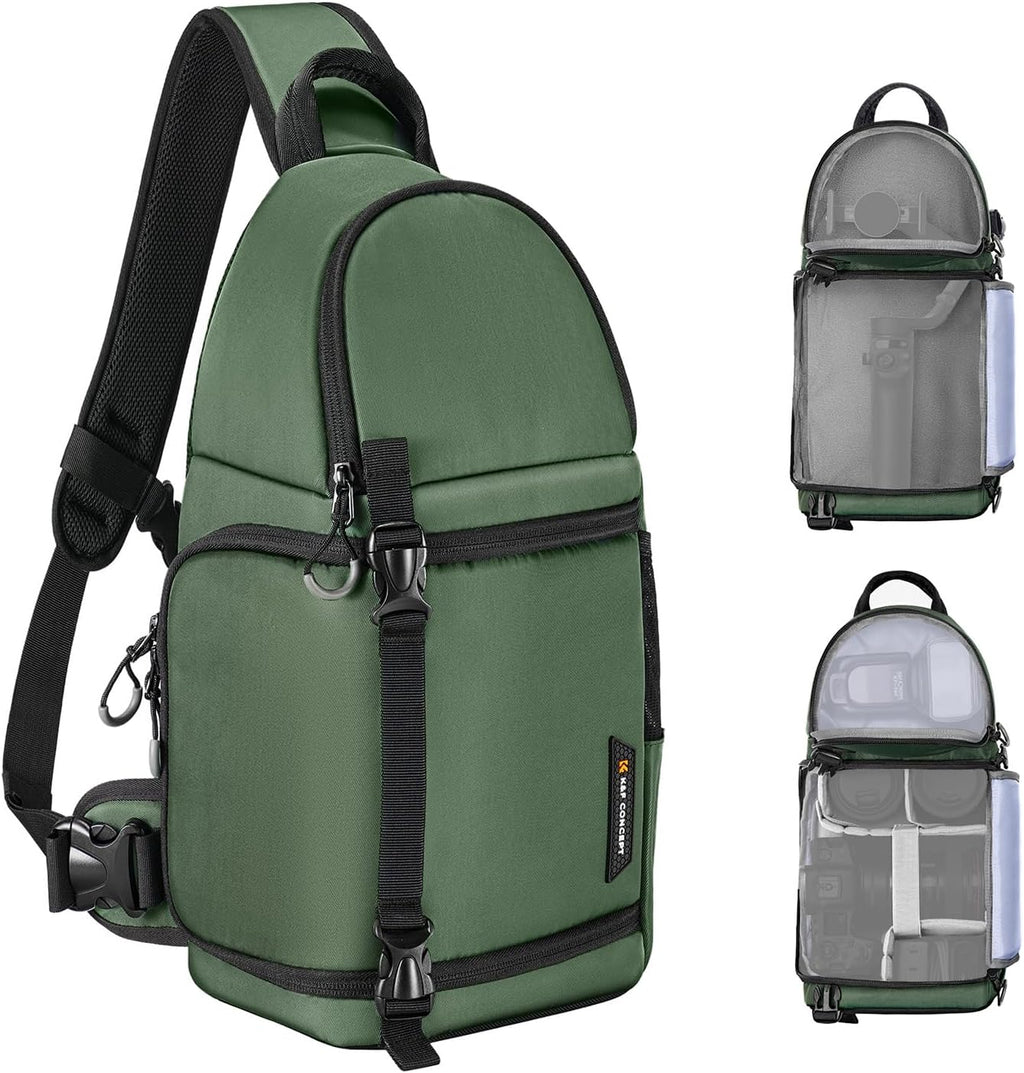 K&F CONCEPT Hardshell Camera Sling Bag, 10L EVA Case with Tripod Holder