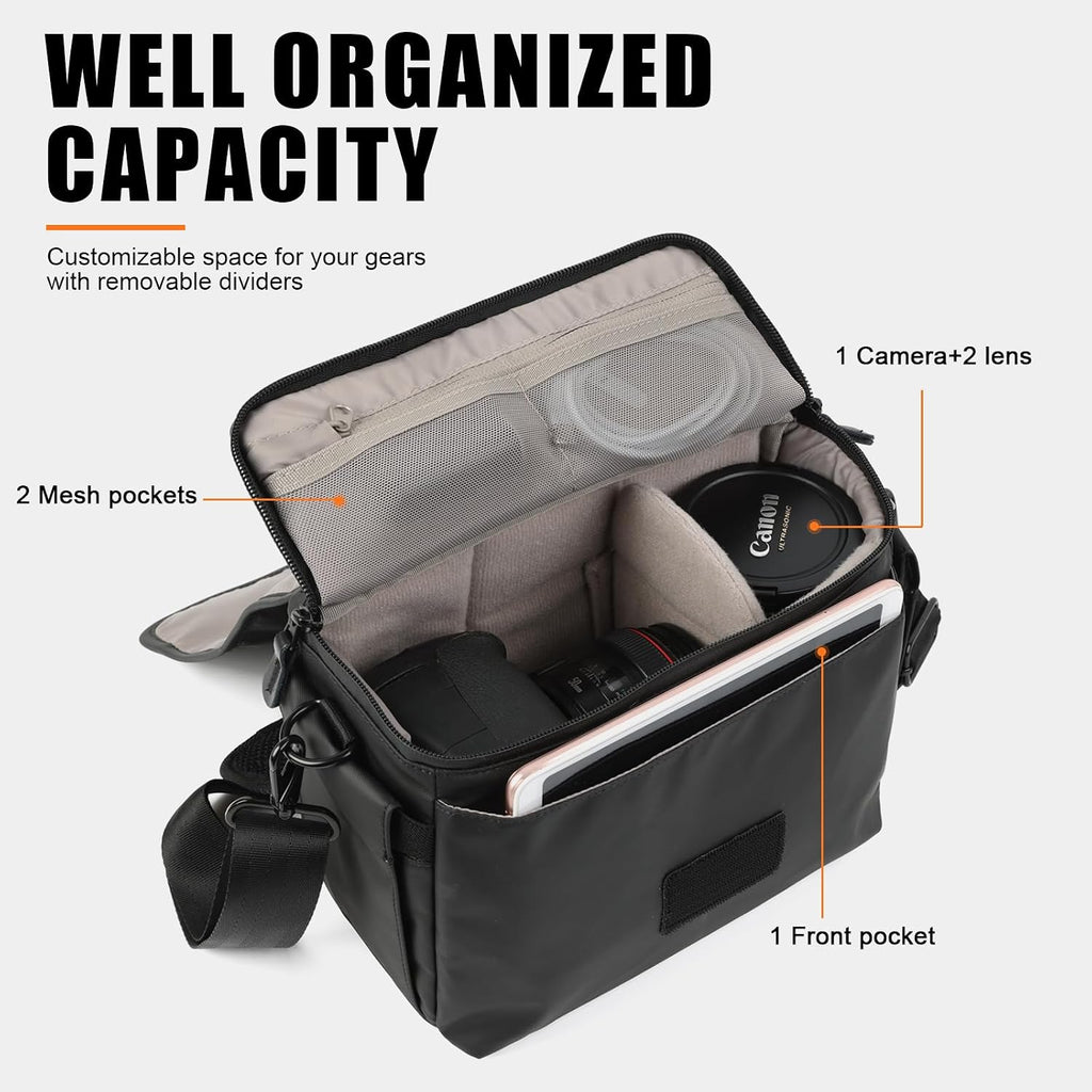 Besnfoto Camera Bag Small DSLR Camera Shoulder Bag for Photographer Waterproof Messenger Bag Crossbody Case Compatible with Canon Sony Nikon