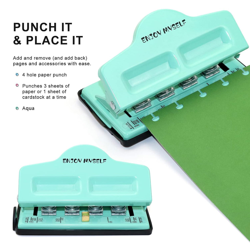 Mushroom Discbound Hole Punch, 4 Holes Mushroom Paper Puncher for Disc Bound Planner (Lake Blue)