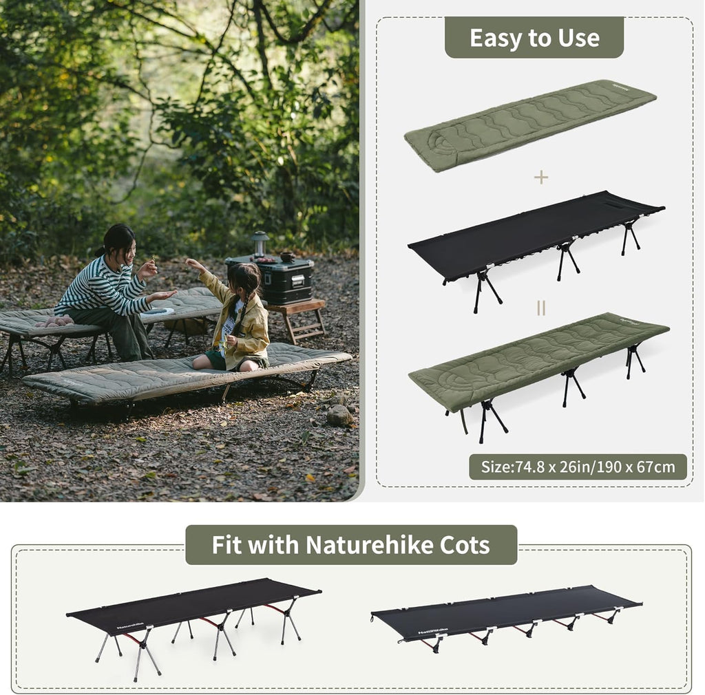 Naturehike Camping Bed Cover Soft Folding Mattress for Camp Bed 74.8 X 26.3in Comfortable Sleeping Mattress Pad with Storage Bag