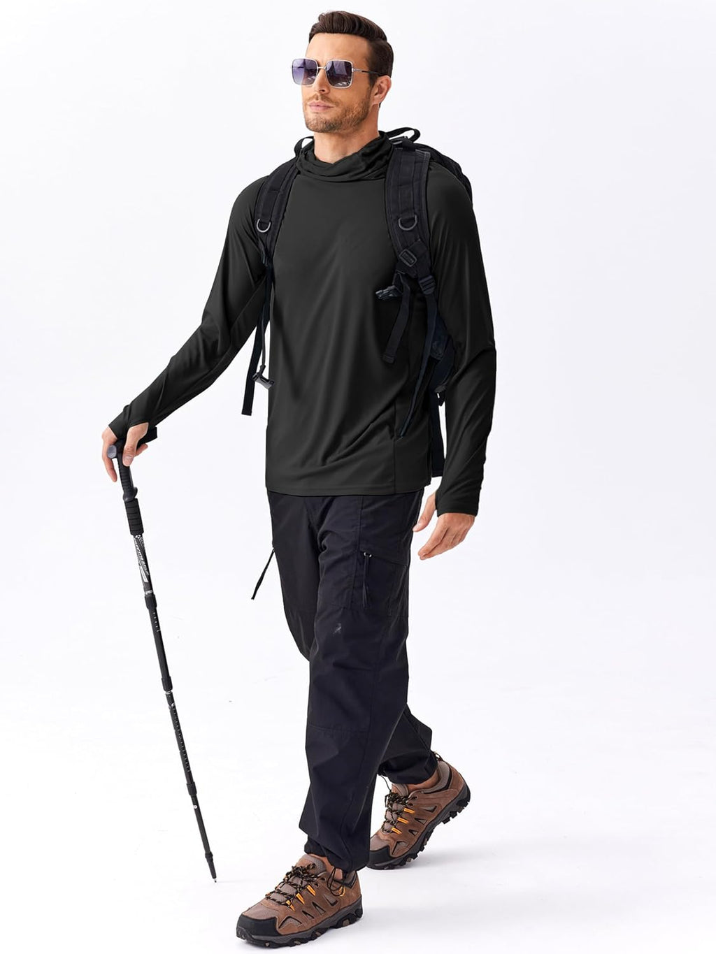 PINSPARK UPF 50+ Sun Hoodie Long Sleeve Fishing Shirts for Men with Mask