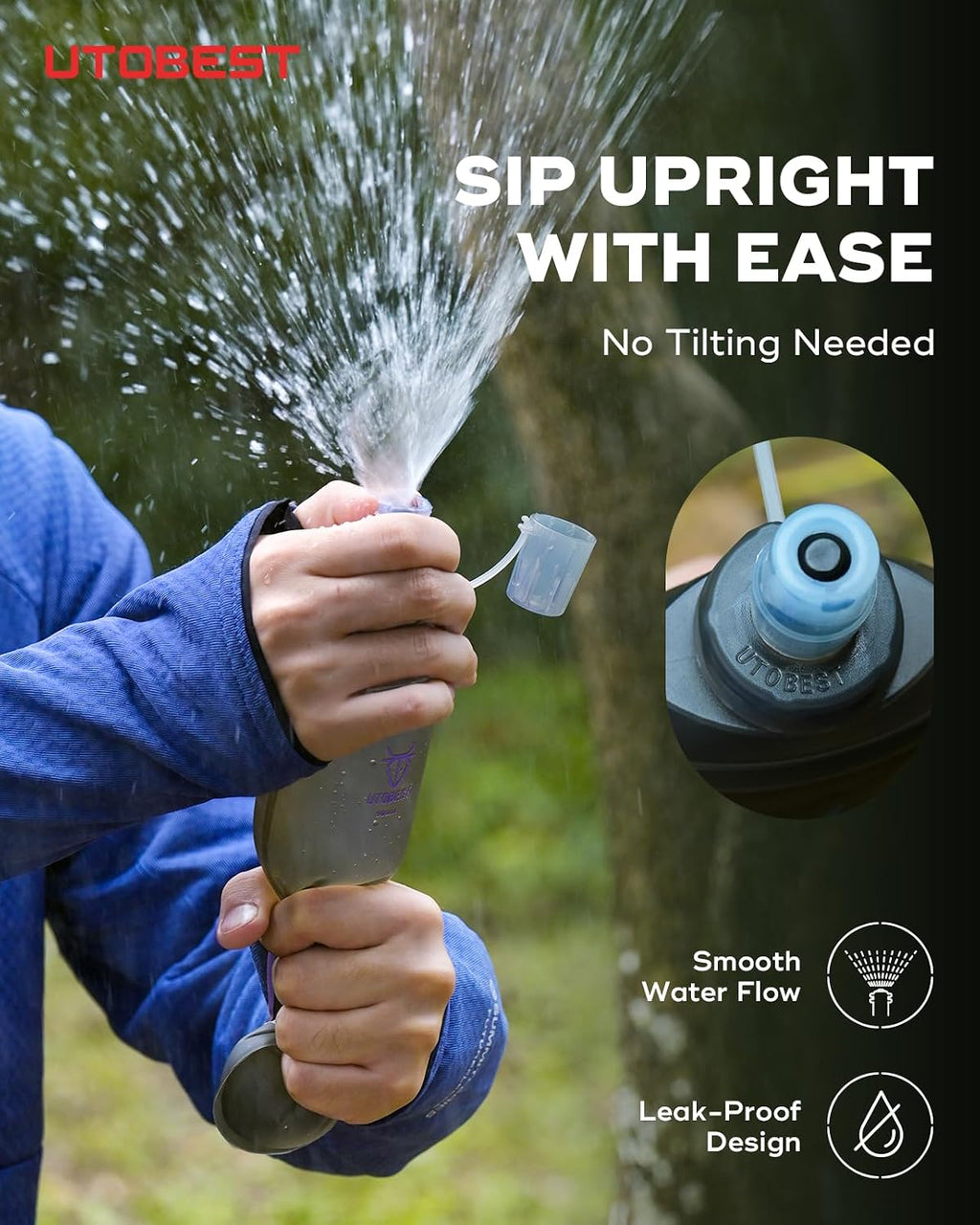 UTOBEST Soft Flask 500ml Collapsible Running Water Bottles
