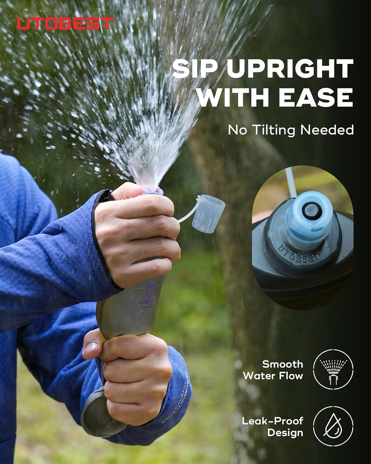 UTOBEST Soft Flask 500ml Collapsible Running Water Bottles