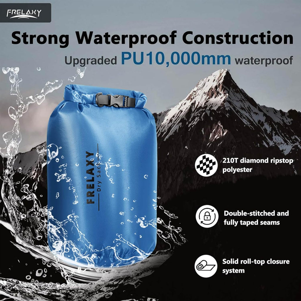 Frelaxy Waterproof Dry Bag 3 Pack, Lightweight Ripstop Dry Sack Set