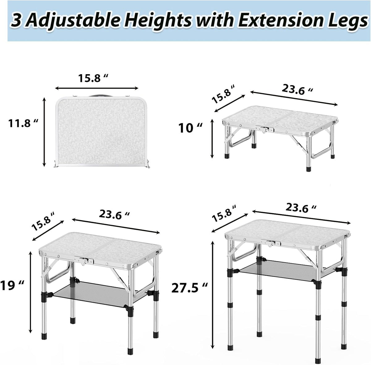 YihuiKo Small Folding Table with Carrying Handle, Portable Picnic Table