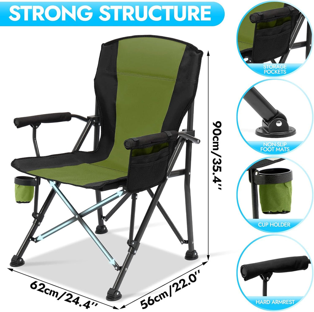 2 Pack Camping Chairs for Adults, 450 LBS Heavy Duty Camp Chair