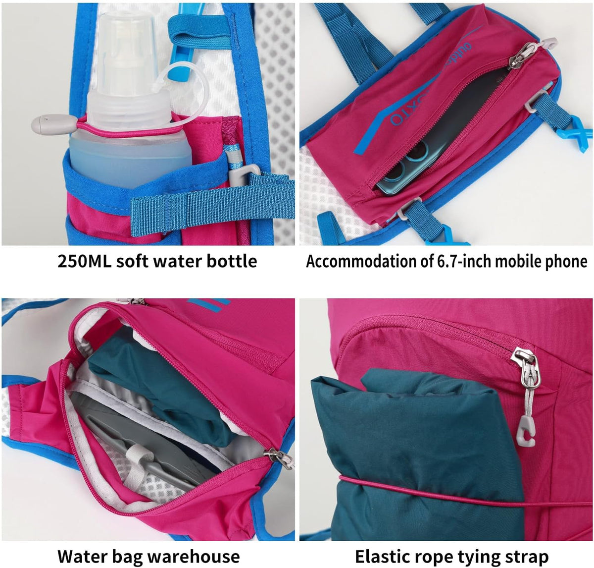 INOXTO Running Hydration Vest Backpack,Lightweight Insulated Pack with 1.5L Water Bladder Bag Daypack for Trail Hiking Running Cycling Race Marathon for Women Men