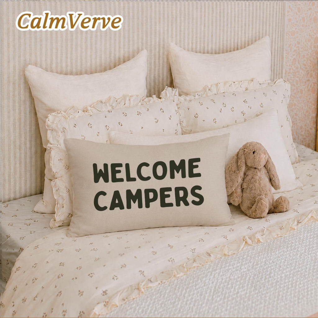 Welcome Campers 12x20 Pillow Cover Camping Decor，