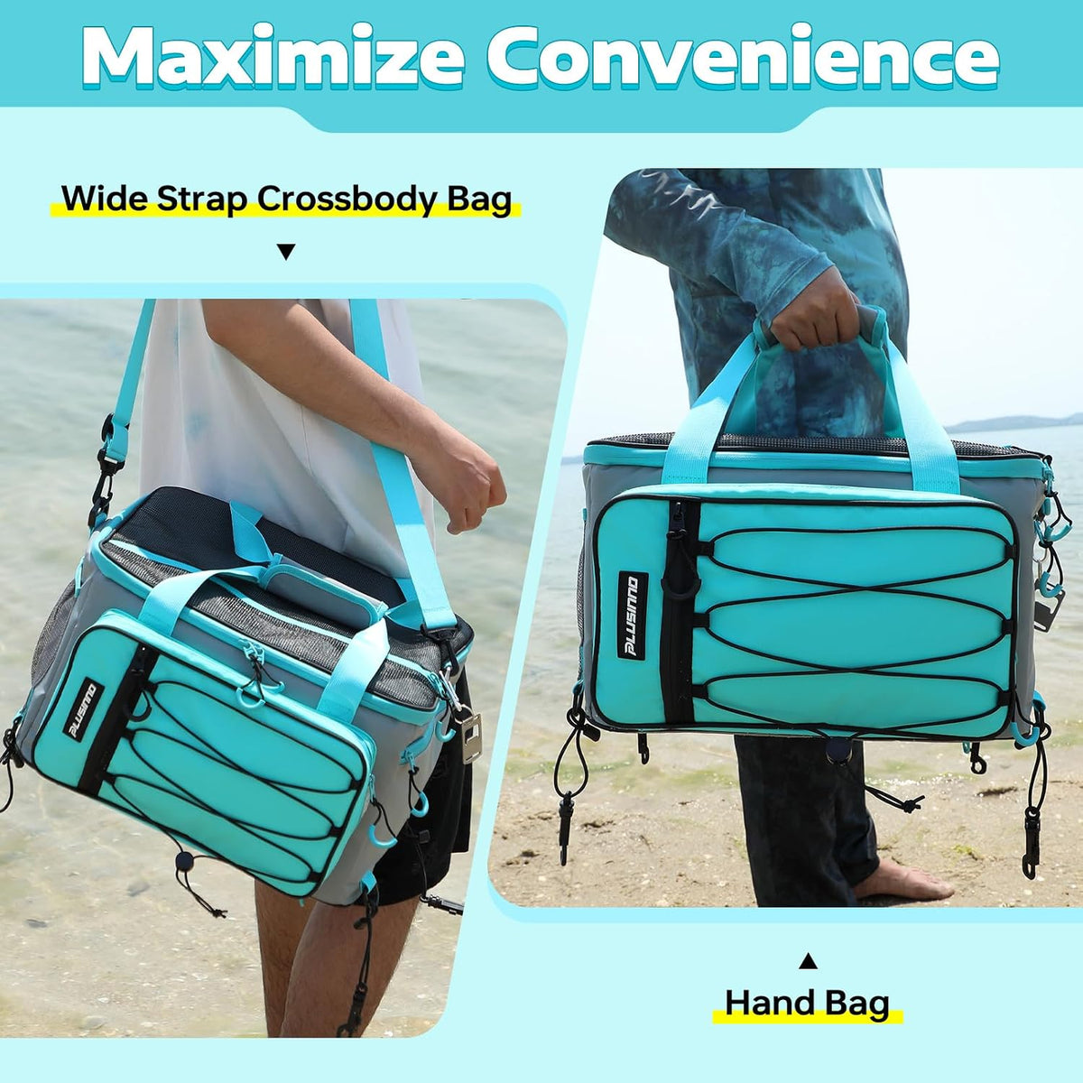 PLUSINNO Paddle Board Cooler, Waterproof SUP Cooler Durable PVC Material, Paddle Board Bag with TPU Zipper, 12-Pocket Fits 42 Cans, Paddle Board Accessories for Beach, Camping, Kayaking