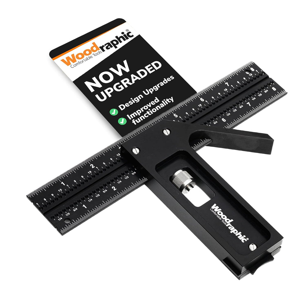 Combination Square for Woodworking – 8 Inch Triangle Ruler with Side Scale | CNC-Machined Aluminum Precision Layout Tool | 90 Degree Right Angle Framing & Marking Square