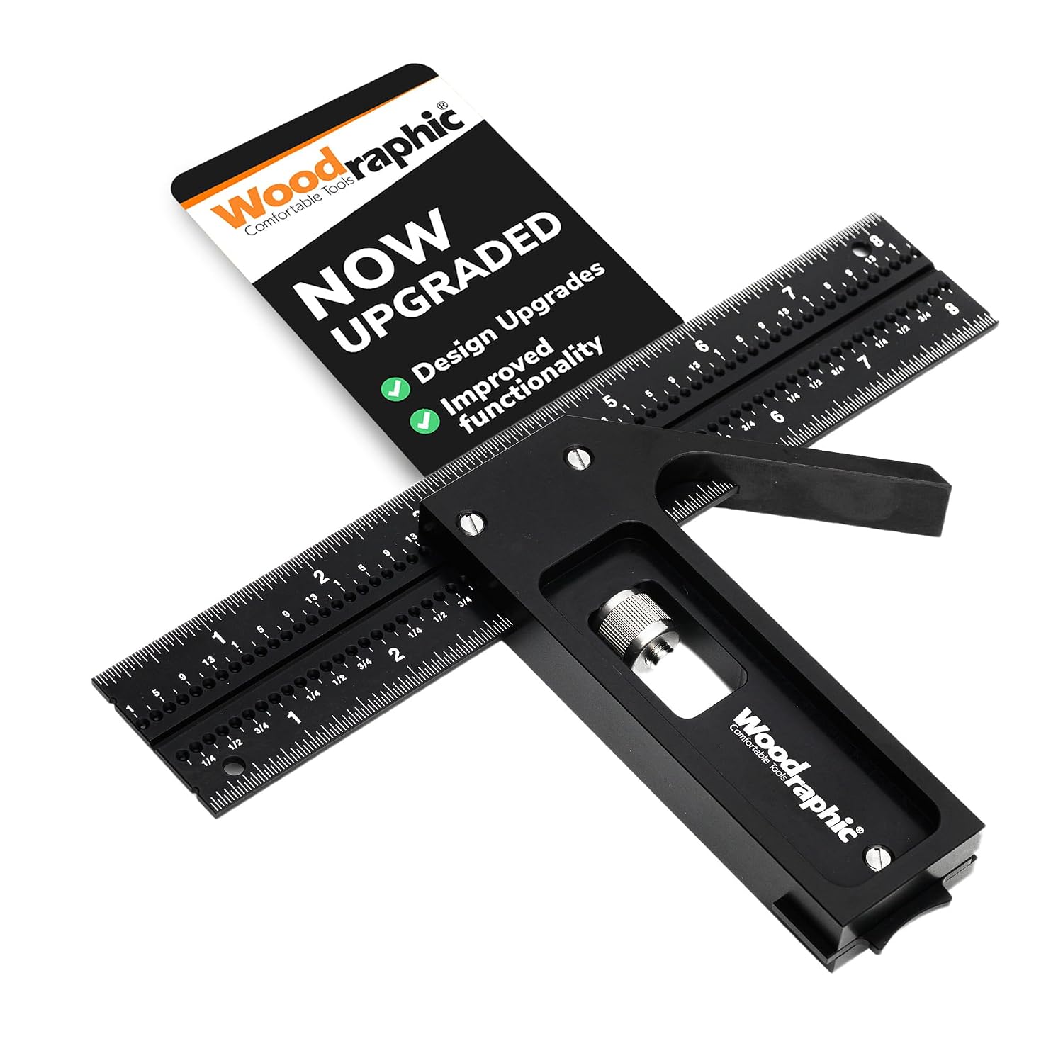 Combination Square for Woodworking – 8 Inch Triangle Ruler with Side Scale | CNC-Machined Aluminum Precision Layout Tool | 90 Degree Right Angle Framing & Marking Square