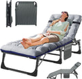 MOPHOTO Folding Lounge Chair, 5-Position Chaise Lounge with Padded Cushion