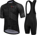 GCRFL Men's Cycling Jersey Set Road Bike Shorts Sleeves Jersey Zipper Pokcet Bib Shorts with Padded, Cycling Clothing kit Men