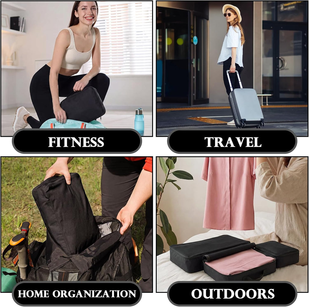 Shinymoon 3 Set 100% Cotton Packing Cubes 3 Sizes Regular Black