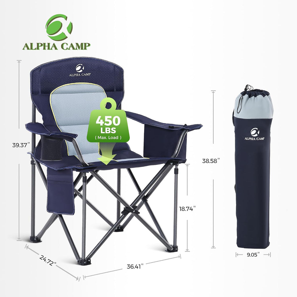 ALPHA CAMP Oversized Fully Padded Camping Chairs with Lumbar Support