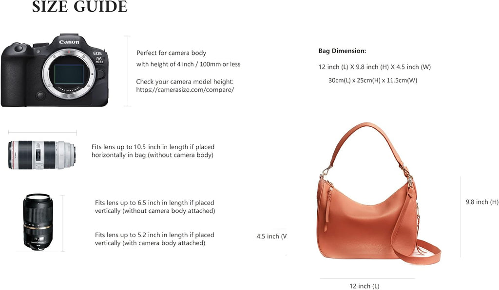 Meliae Camera Bag for Women, DSLR Mirrorless Camera Purse, Leather Shoulder Crossbody Hobo Travel Tote