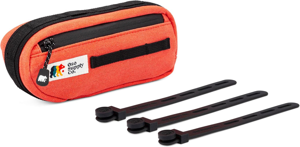 Oso Supply Co Waxed Canvas Frame Bag – Waterproof Zippers, Dual Storage Compartments, Adjustable Straps – Fits All Frame Sizes, Perfect for Cycling, Commuting, and Adventure Rides (Red/Orange)