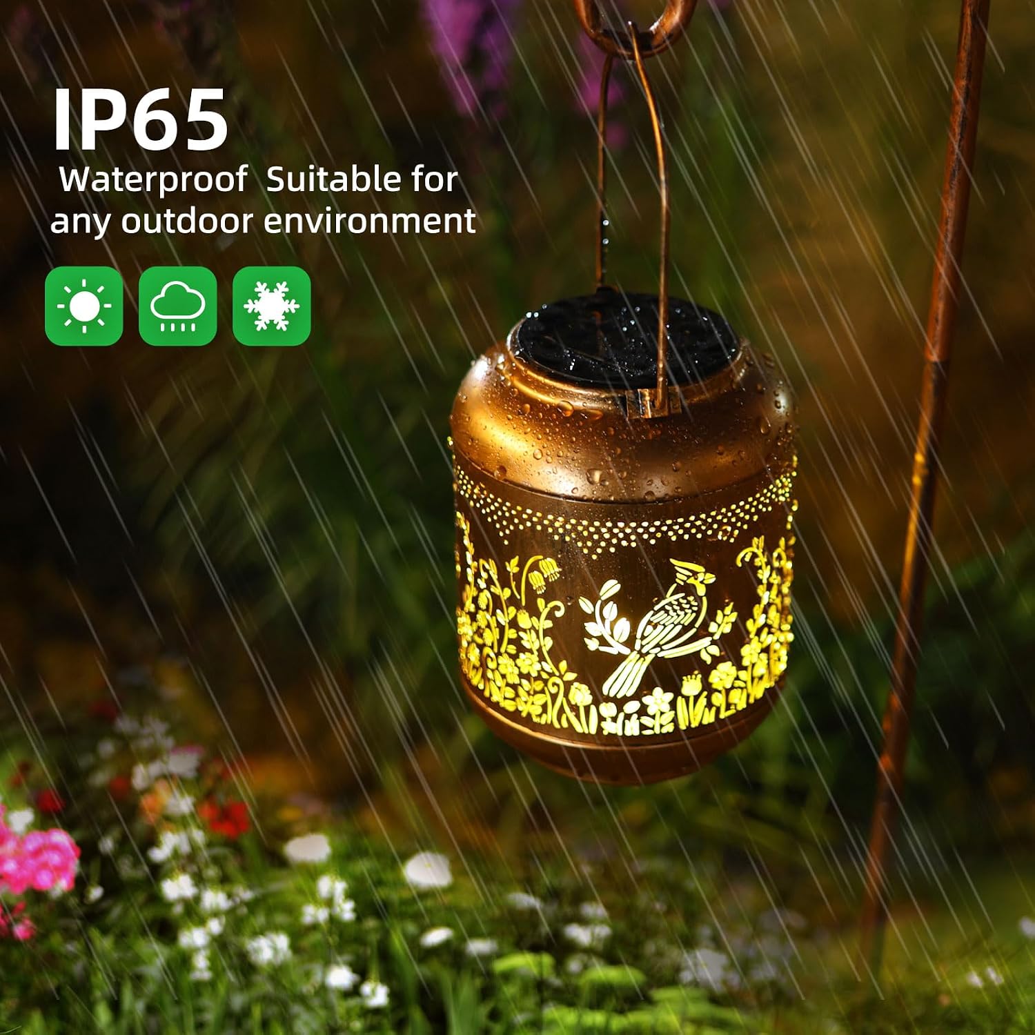 Cardinal Solar Lanterns Outdoor Waterproof Hanging,Solar Lights Gifts Women Mom Grandma Metal Lantern Outside Decoration for Yard,Porch,Patio,Backyard,Lawn,Garden Decor