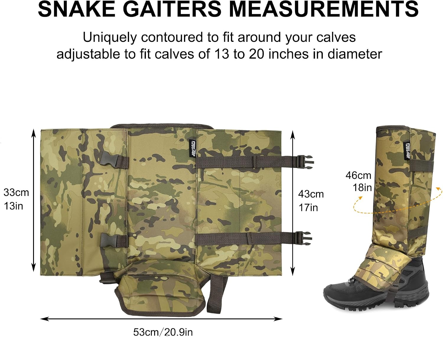 MDSTOP Snake Gaiters Leg Guards, Waterproof Snake Guards, Adjustable Snake Bite Protection for Lower Legs, Snake Chaps for Men & Women, Snake Proof Gaiters for Hunting,Outdoor and Farm Working