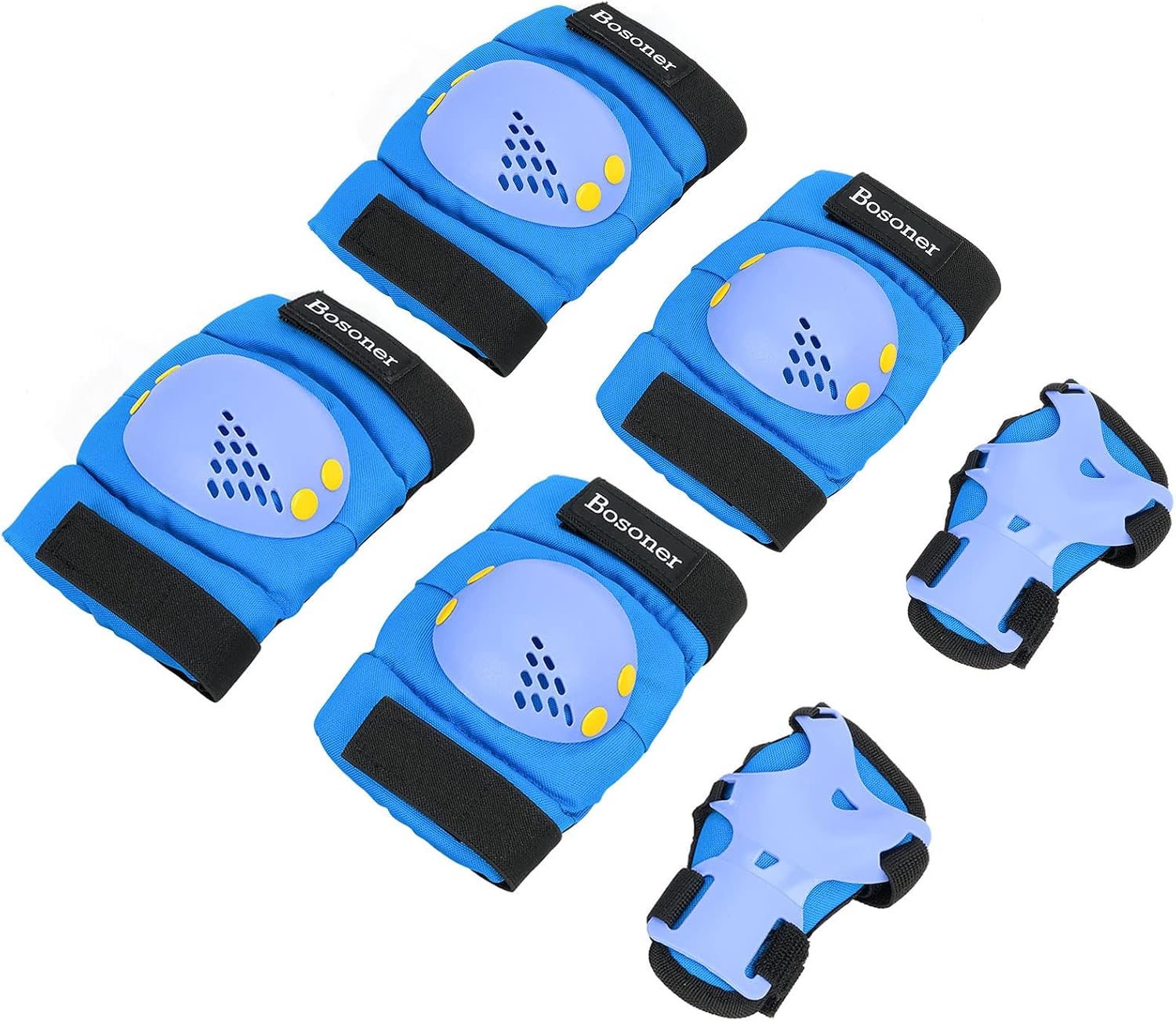 BOSONER Kids/Youth Knee Pads Elbow Pads Wrist Guards Set for 3-15 Years, Child Protective Gear Set for Roller Skates, Cycling, BMX Bike, Skateboard, Inline Skating, Scooter Riding Sports…
