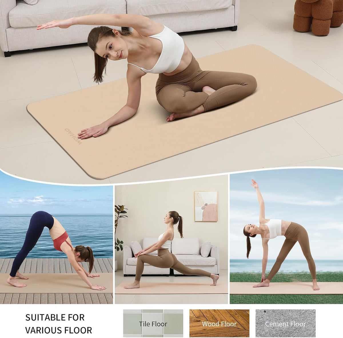 Extra Wide & Thick 8mm Yoga Mat, 72"x31.5"