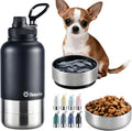 Cibaabo Insulated Dog Water Bottle 32oz Keep Water Cool with 2 Bowls