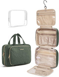 BAGSMART Toiletry Bag Hanging Travel Makeup Organizer with TSA Approved Transparent Cosmetic Bag Makeup Bag for Full Sized Toiletries(Dusty Green)