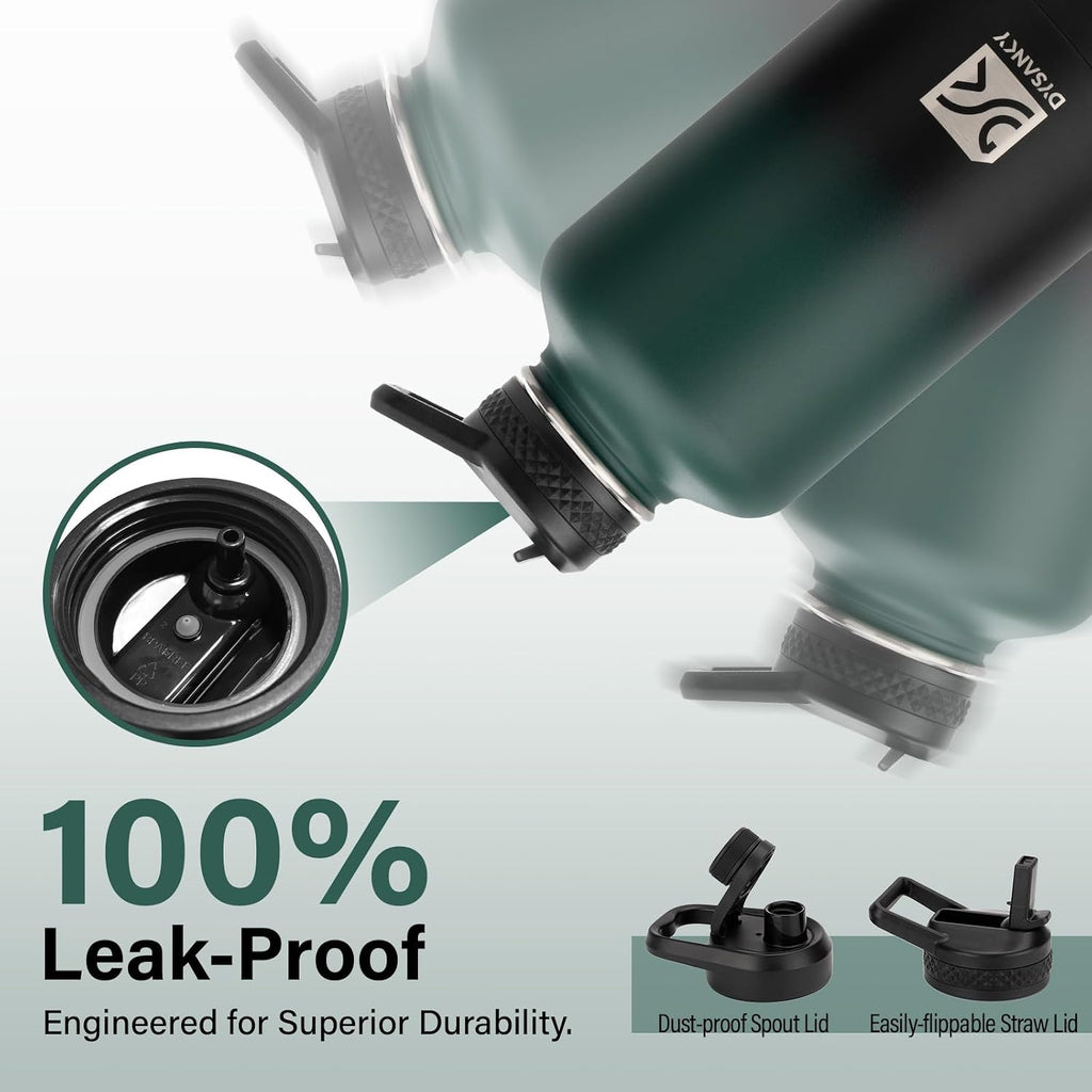 DYSANKY Insulated Water Bottle w/Straw Lid & Portable Carrier Bag, 64oz