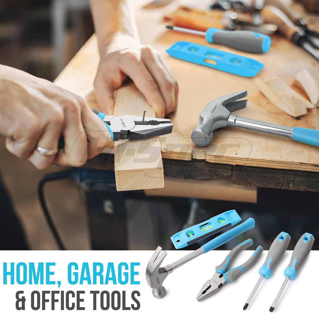 Hi-Spec Household Starter Tool Set with Carry Toolbox for Dorms, Blue