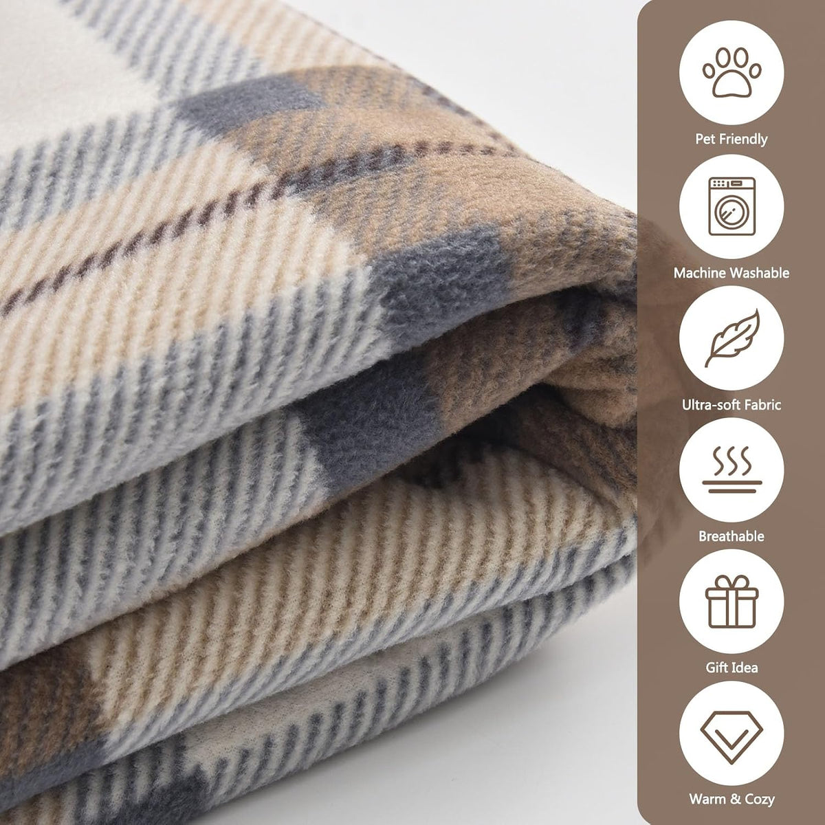 forestfish Fleece Wearable Blanket Oversized, Comfy Lightweight Lap Blanket Poncho Throw With Buttons, 63“x 55” (Mocha, Medium(55”x39”))